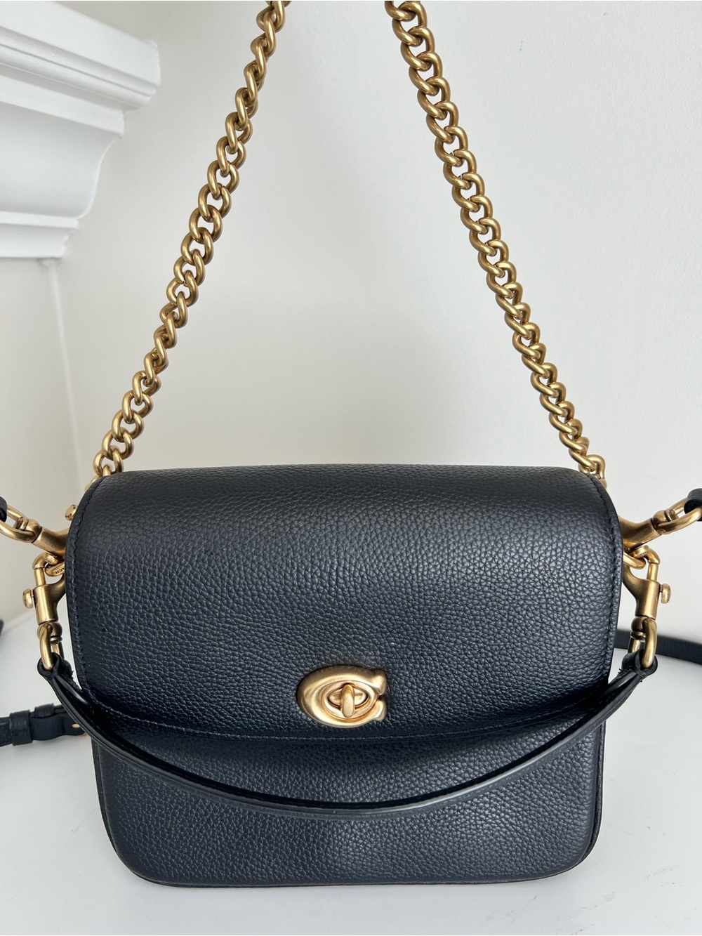 Coach Black Pebbled Leather Shoulder Bag with Gold Hardware - Picture 13 of 15